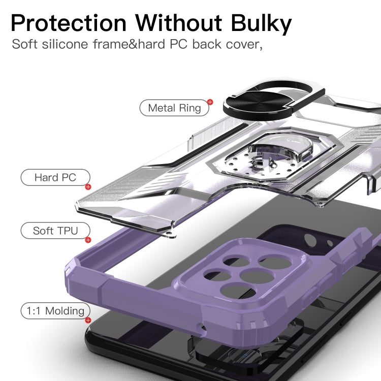 For Samsung Galaxy A52 PC + TPU Shockproof Protective Case with Metal Ring Holder