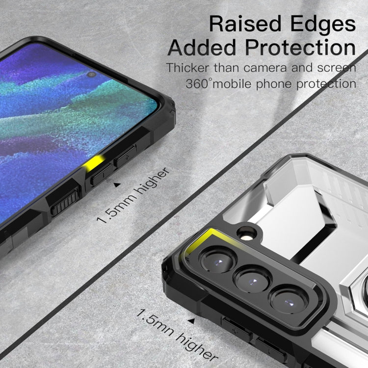 For Samsung Galaxy S21 FE PC + TPU Shockproof Protective Case with Metal Ring Holder