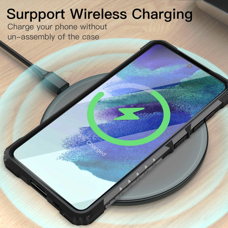 For Samsung Galaxy S21 FE PC + TPU Shockproof Protective Case with Metal Ring Holder