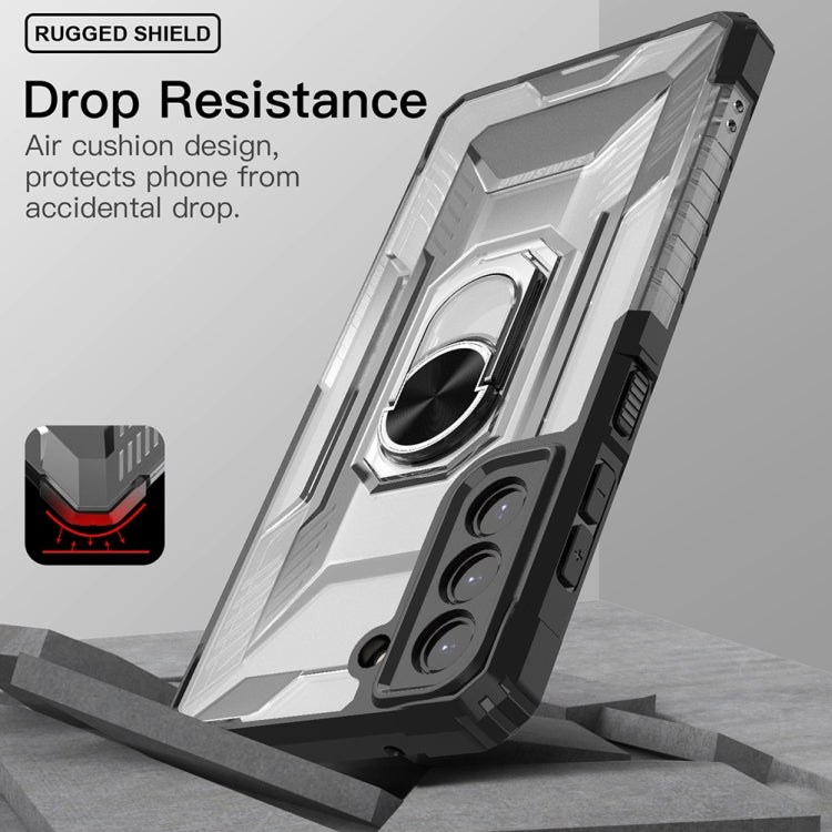 For Samsung Galaxy S21 FE PC + TPU Shockproof Protective Case with Metal Ring Holder