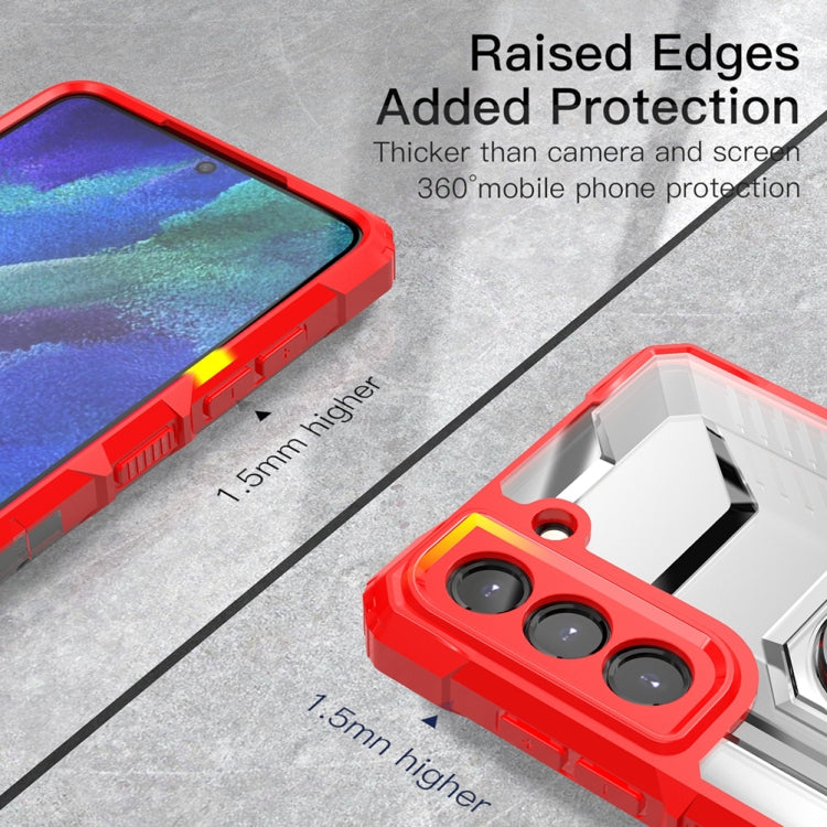 For Samsung Galaxy S21 FE PC + TPU Shockproof Protective Case with Metal Ring Holder