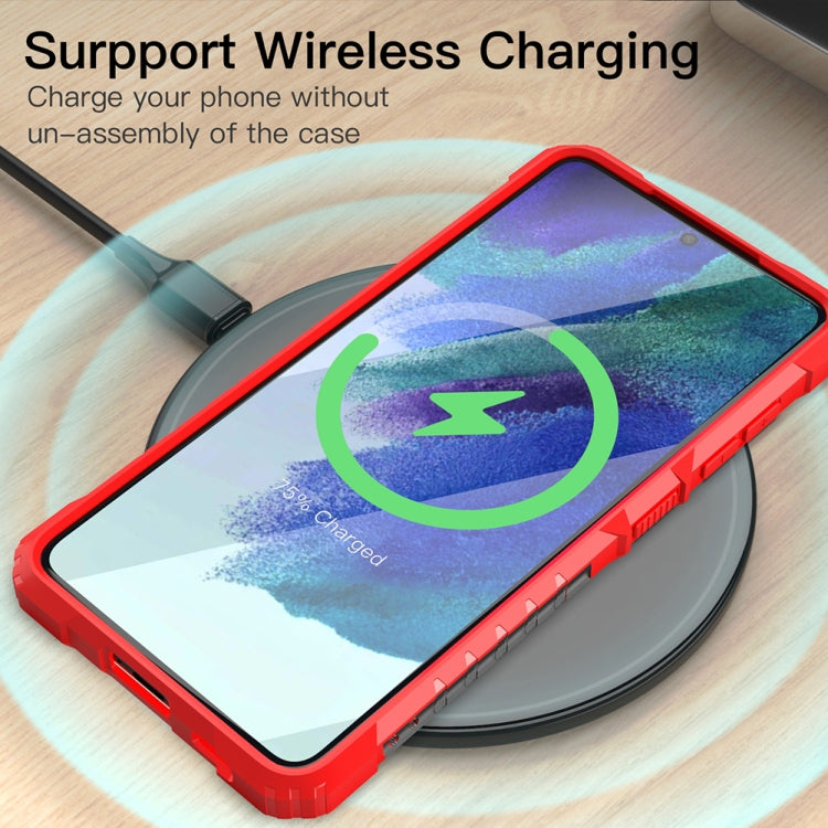 For Samsung Galaxy S21 FE PC + TPU Shockproof Protective Case with Metal Ring Holder