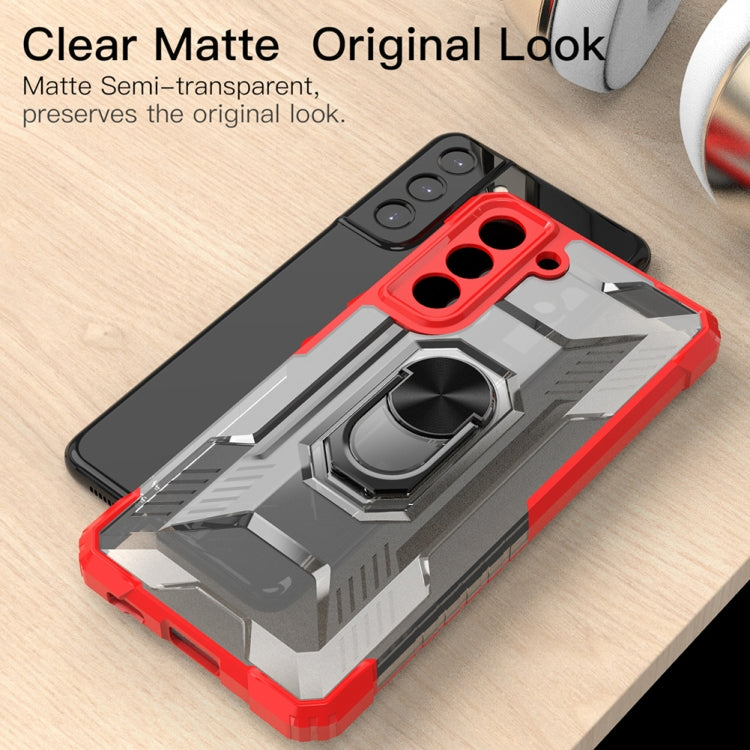 For Samsung Galaxy S21 FE PC + TPU Shockproof Protective Case with Metal Ring Holder