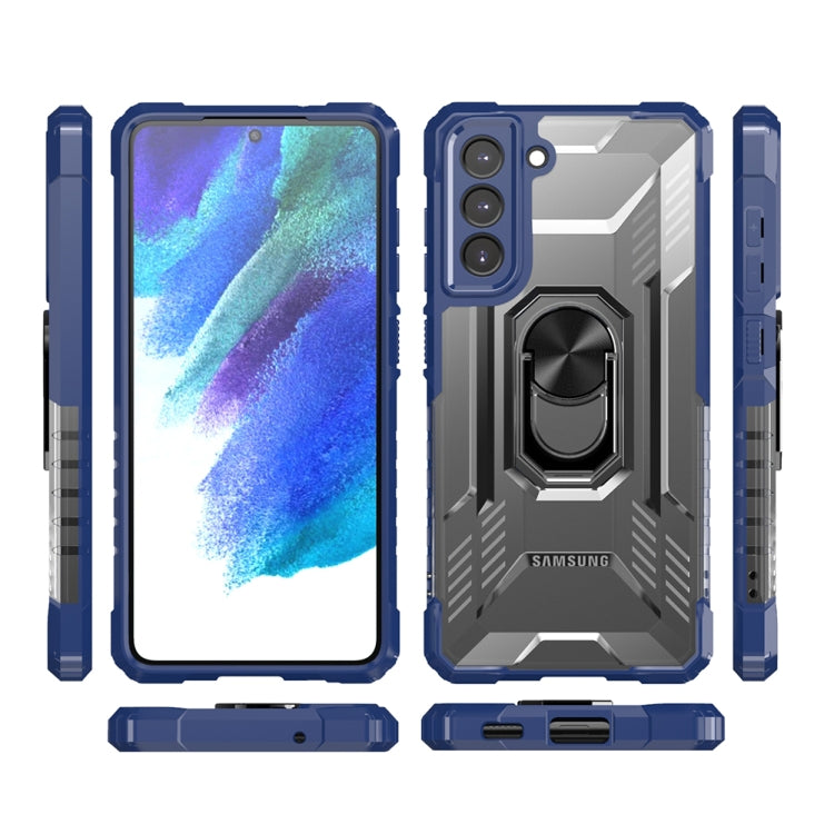 For Samsung Galaxy S21 FE PC + TPU Shockproof Protective Case with Metal Ring Holder