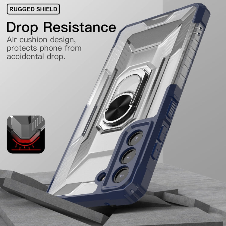 For Samsung Galaxy S21 FE PC + TPU Shockproof Protective Case with Metal Ring Holder