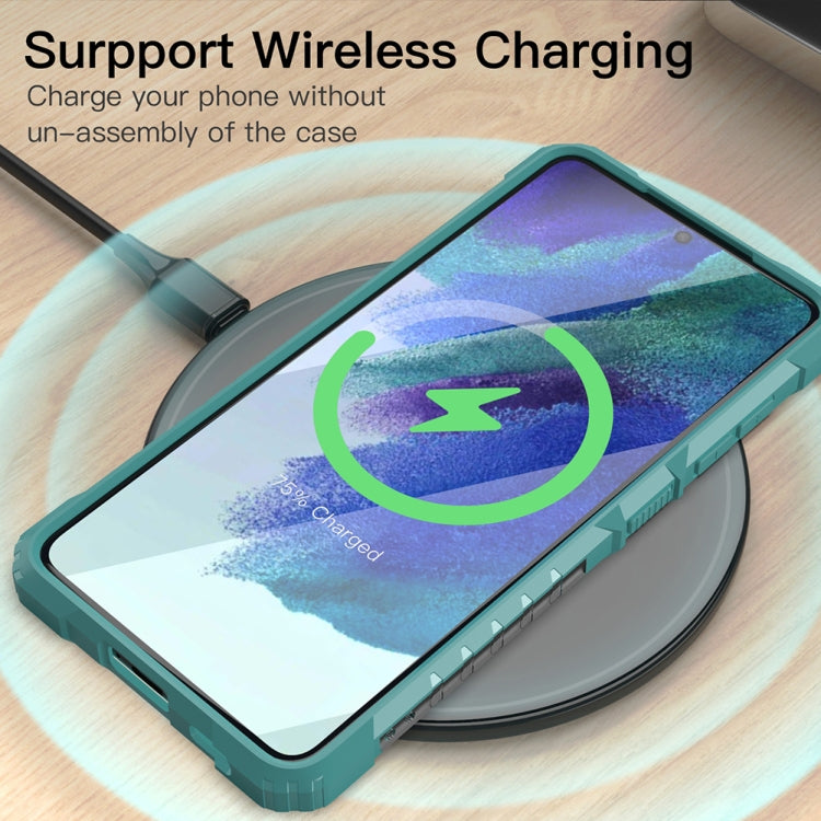 For Samsung Galaxy S21 FE PC + TPU Shockproof Protective Case with Metal Ring Holder