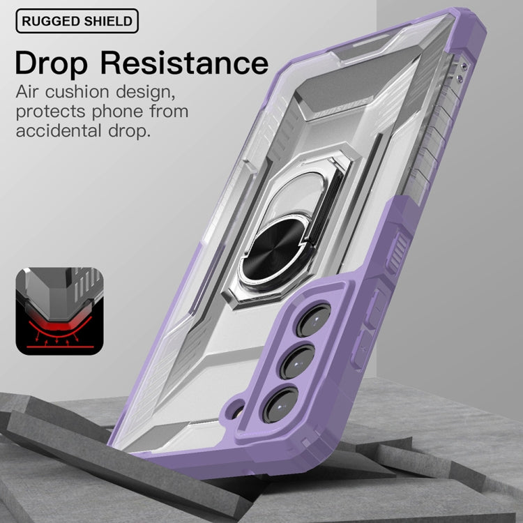 For Samsung Galaxy S21 FE PC + TPU Shockproof Protective Case with Metal Ring Holder