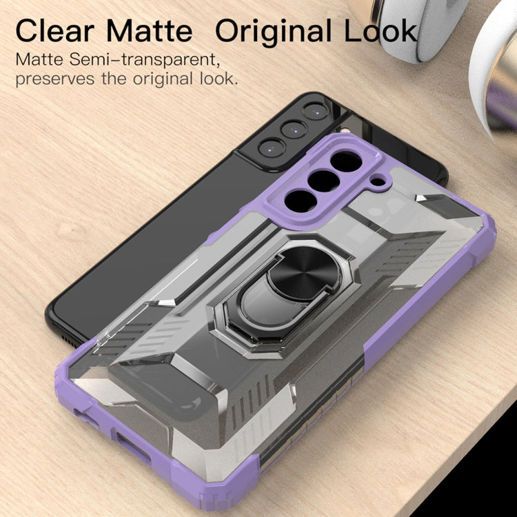 For Samsung Galaxy S21 FE PC + TPU Shockproof Protective Case with Metal Ring Holder