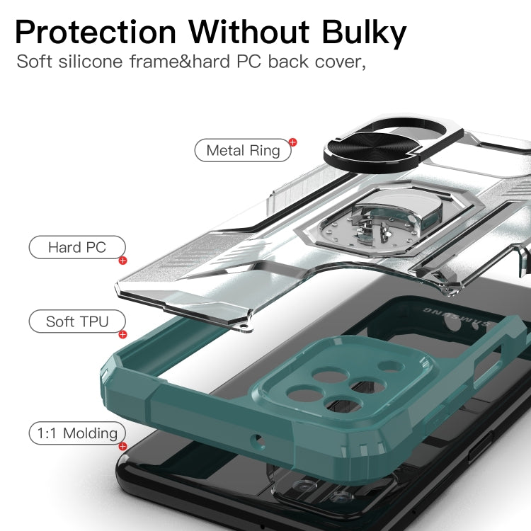 For Samsung Galaxy M12 PC + TPU Shockproof Protective Case with Metal Ring Holder