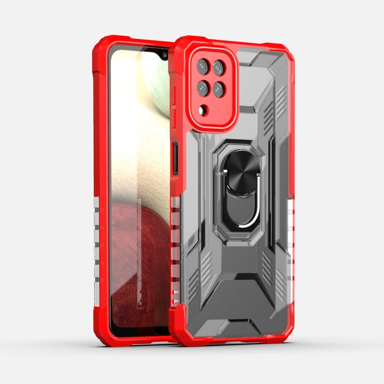 For Samsung Galaxy F12 PC + TPU Shockproof Protective Case with Metal Ring Holder