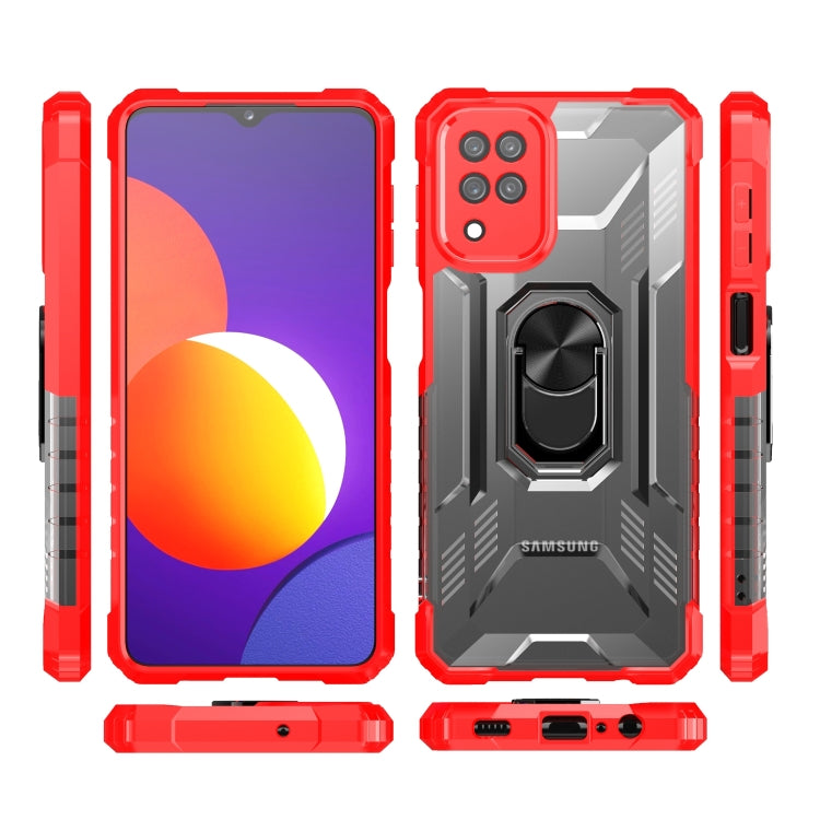 For Samsung Galaxy F12 PC + TPU Shockproof Protective Case with Metal Ring Holder