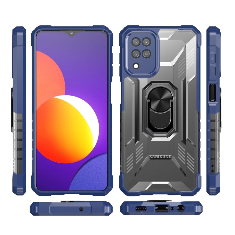 For Samsung Galaxy F12 PC + TPU Shockproof Protective Case with Metal Ring Holder