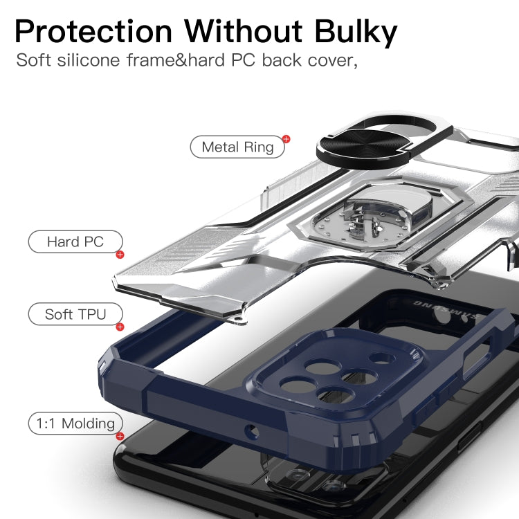 For Samsung Galaxy F12 PC + TPU Shockproof Protective Case with Metal Ring Holder