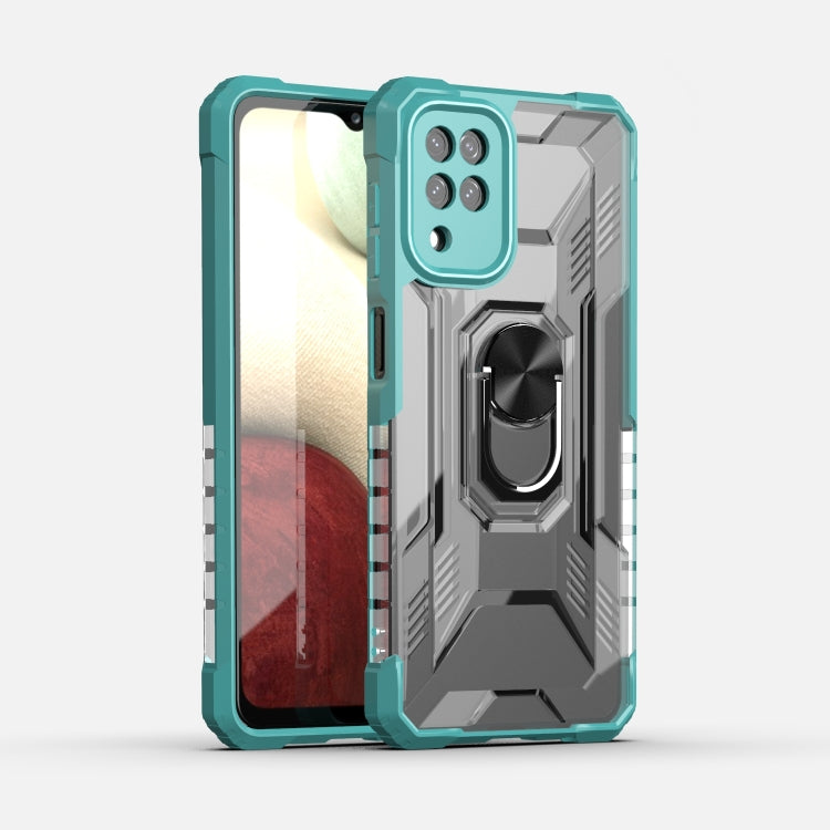 For Samsung Galaxy F12 PC + TPU Shockproof Protective Case with Metal Ring Holder