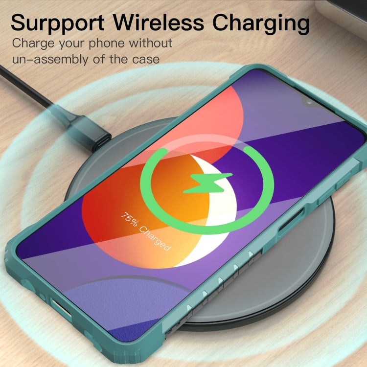 For Samsung Galaxy F12 PC + TPU Shockproof Protective Case with Metal Ring Holder