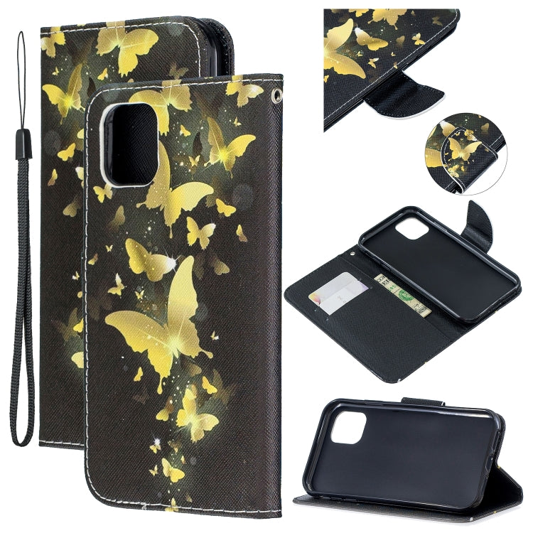 For iPhone 11 Pro Max Colored Drawing Pattern Cross Texture Horizontal Flip PU Leather Case with Holder & Card Slots & Wallet