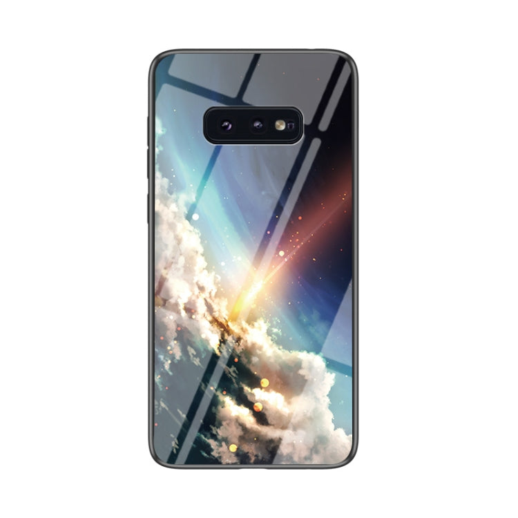 For Samsung Galaxy S10 Lite Starry Sky Painted Tempered Glass TPU Shockproof Protective Case