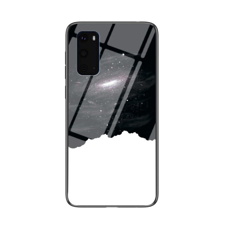 For Samsung Galaxy S20 Starry Sky Painted Tempered Glass TPU Shockproof Protective Case