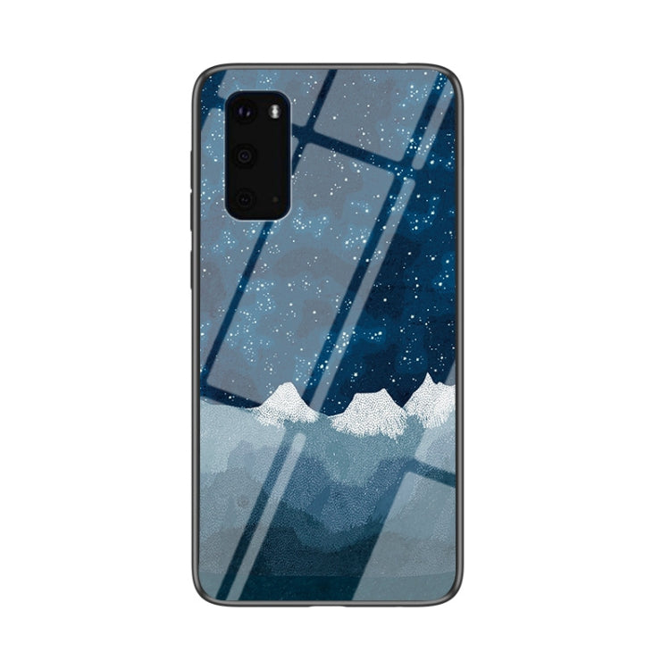 For Samsung Galaxy S20 Starry Sky Painted Tempered Glass TPU Shockproof Protective Case