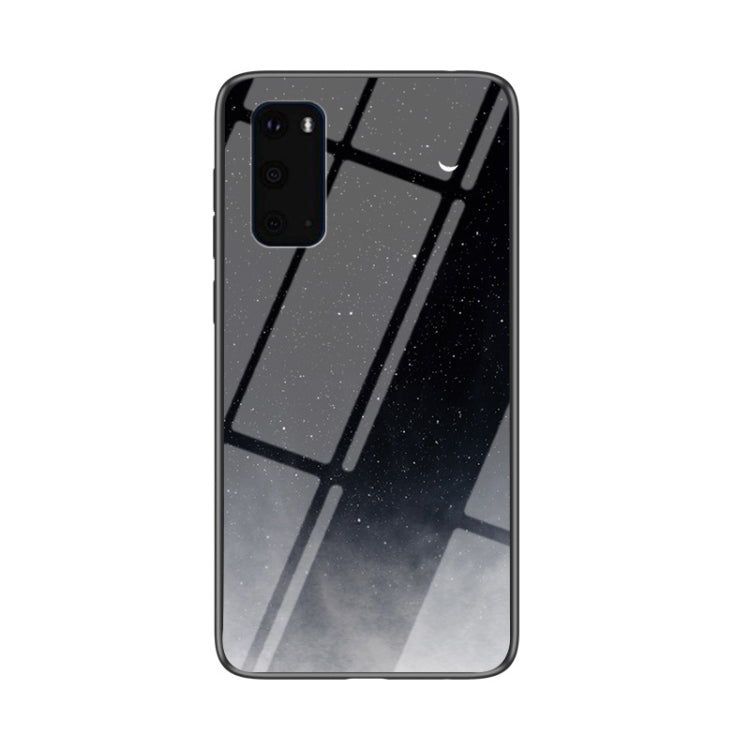 For Samsung Galaxy S20 Starry Sky Painted Tempered Glass TPU Shockproof Protective Case
