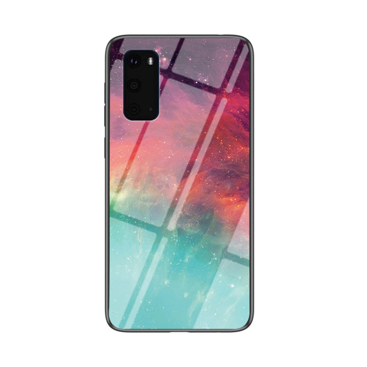 For Samsung Galaxy S20 Starry Sky Painted Tempered Glass TPU Shockproof Protective Case