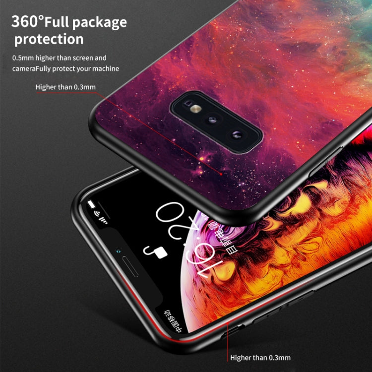 For Samsung Galaxy S20+ Starry Sky Painted Tempered Glass TPU Shockproof Protective Case