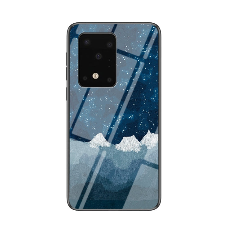 For Samsung Galaxy S20 Ultra Starry Sky Painted Tempered Glass TPU Shockproof Protective Case