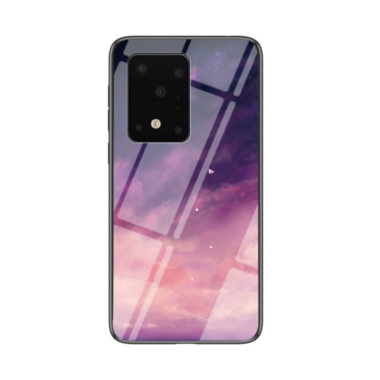 For Samsung Galaxy S20 Ultra Starry Sky Painted Tempered Glass TPU Shockproof Protective Case