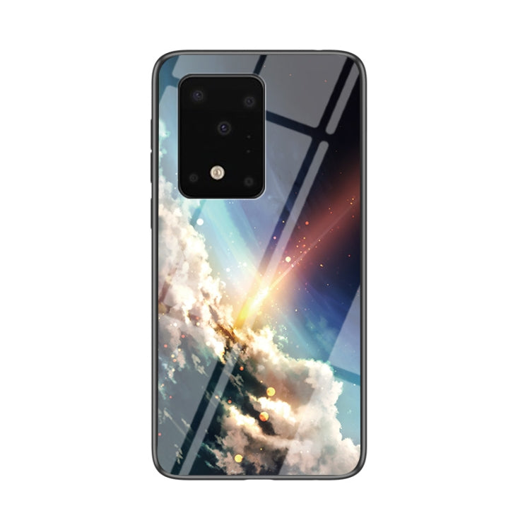 For Samsung Galaxy S20 Ultra Starry Sky Painted Tempered Glass TPU Shockproof Protective Case