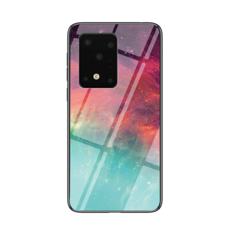 For Samsung Galaxy S20 Ultra Starry Sky Painted Tempered Glass TPU Shockproof Protective Case