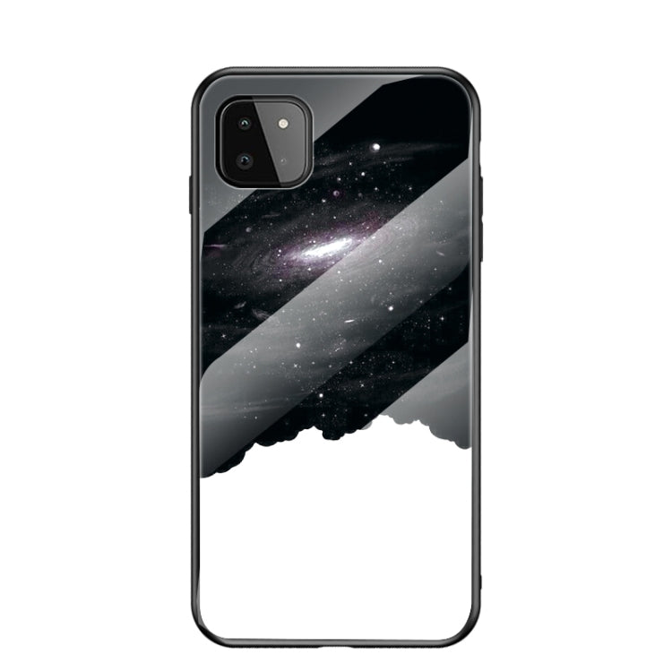 For Samsung Galaxy A22 Starry Sky Painted Tempered Glass TPU Shockproof Protective Case