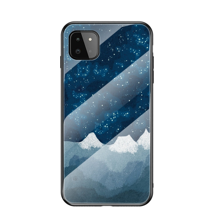 For Samsung Galaxy A22 Starry Sky Painted Tempered Glass TPU Shockproof Protective Case
