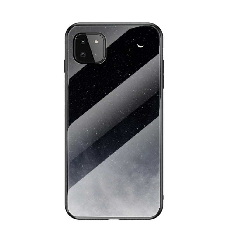 For Samsung Galaxy A22 Starry Sky Painted Tempered Glass TPU Shockproof Protective Case