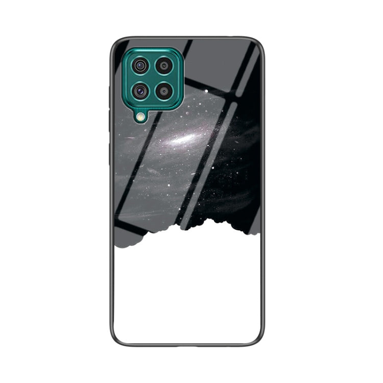 For Samsung Galaxy F62 Starry Sky Painted Tempered Glass TPU Shockproof Protective Case
