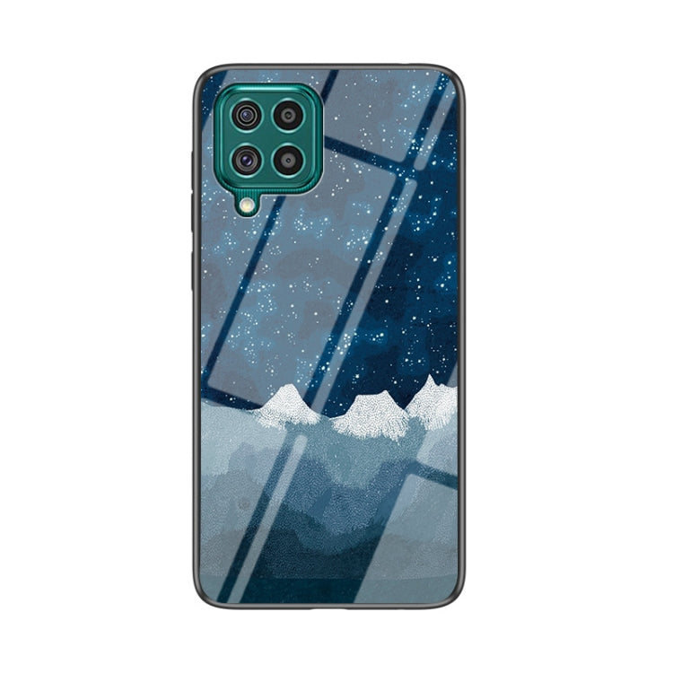 For Samsung Galaxy F62 Starry Sky Painted Tempered Glass TPU Shockproof Protective Case