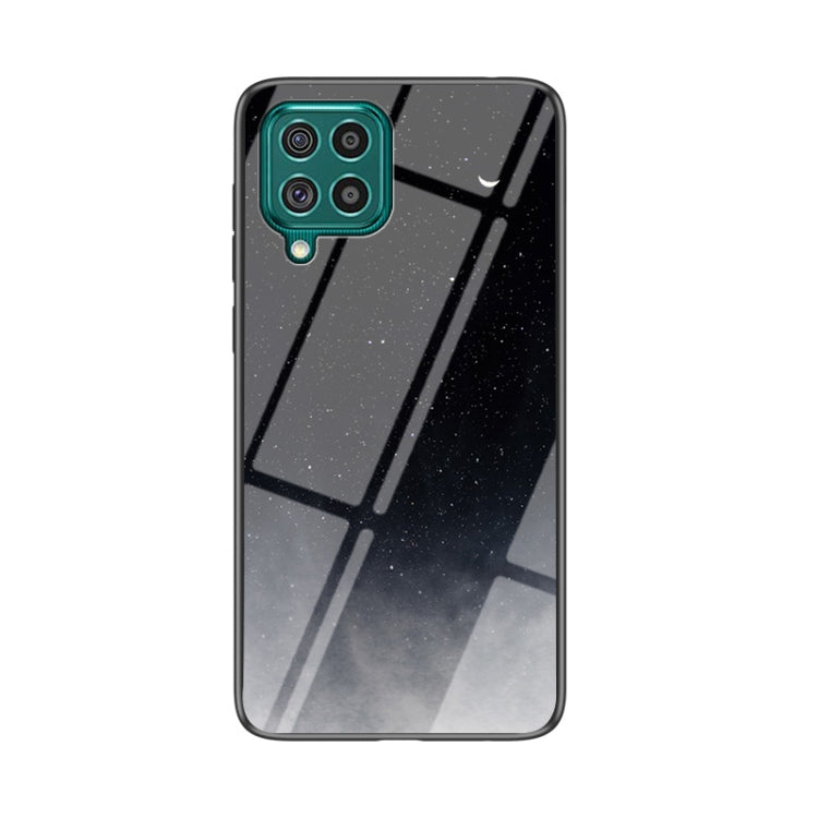 For Samsung Galaxy F62 Starry Sky Painted Tempered Glass TPU Shockproof Protective Case