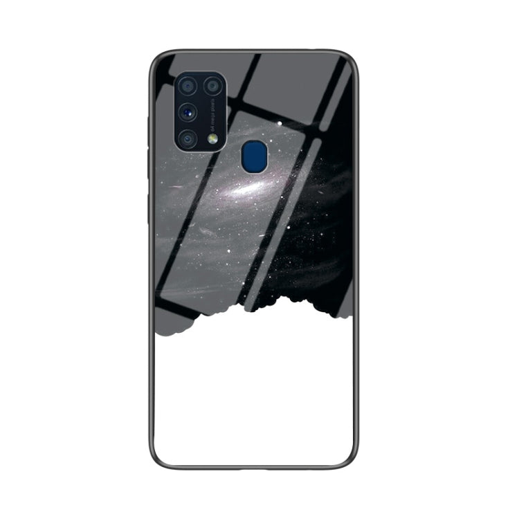 For Samsung Galaxy M31 Starry Sky Painted Tempered Glass TPU Shockproof Protective Case