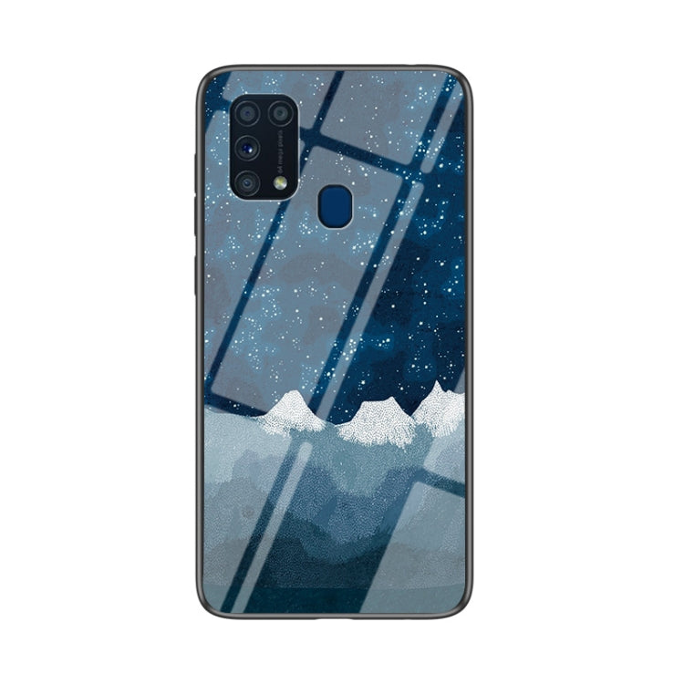 For Samsung Galaxy M31 Starry Sky Painted Tempered Glass TPU Shockproof Protective Case