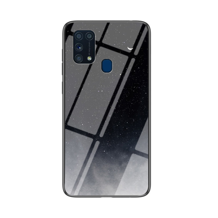 For Samsung Galaxy M31 Starry Sky Painted Tempered Glass TPU Shockproof Protective Case
