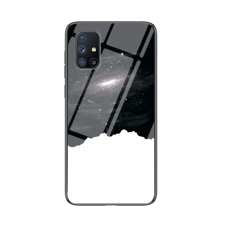 For Samsung Galaxy M31S Starry Sky Painted Tempered Glass TPU Shockproof Protective Case