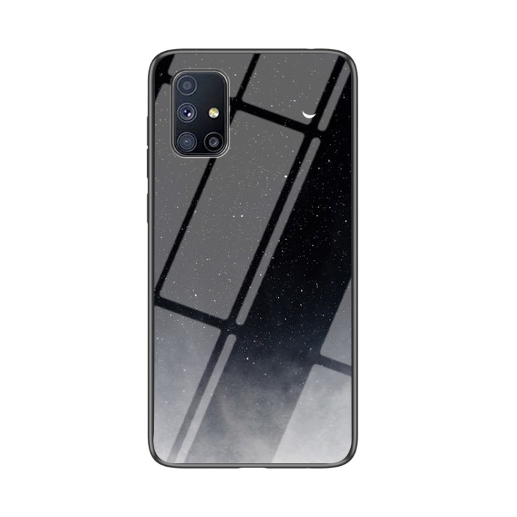 For Samsung Galaxy M51 Starry Sky Painted Tempered Glass TPU Shockproof Protective Case