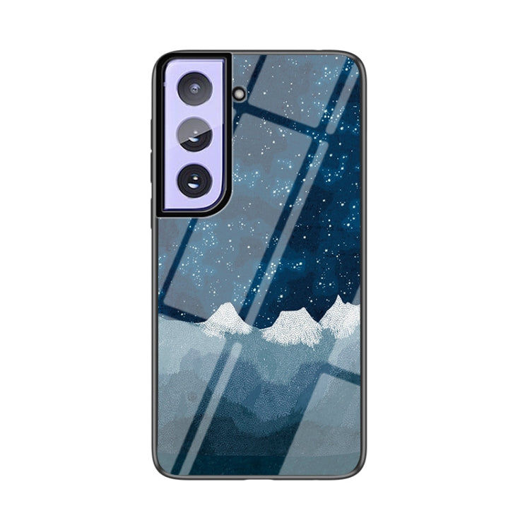 For Samsung Galaxy S21 Starry Sky Painted Tempered Glass TPU Shockproof Protective Case