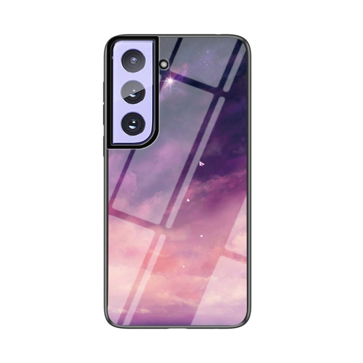 For Samsung Galaxy S21+ Starry Sky Painted Tempered Glass TPU Shockproof Protective Case