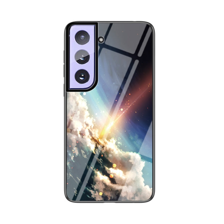 For Samsung Galaxy S21+ Starry Sky Painted Tempered Glass TPU Shockproof Protective Case