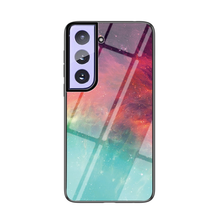 For Samsung Galaxy S21+ Starry Sky Painted Tempered Glass TPU Shockproof Protective Case