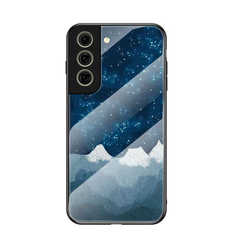 For Samsung Galaxy S21 FE Starry Sky Painted Tempered Glass TPU Shockproof Protective Case