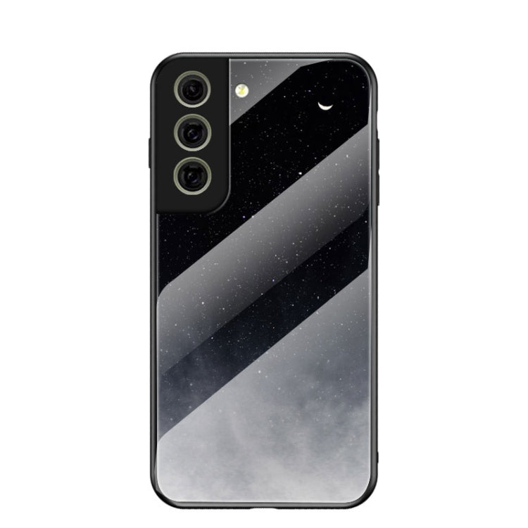 For Samsung Galaxy S21 FE Starry Sky Painted Tempered Glass TPU Shockproof Protective Case