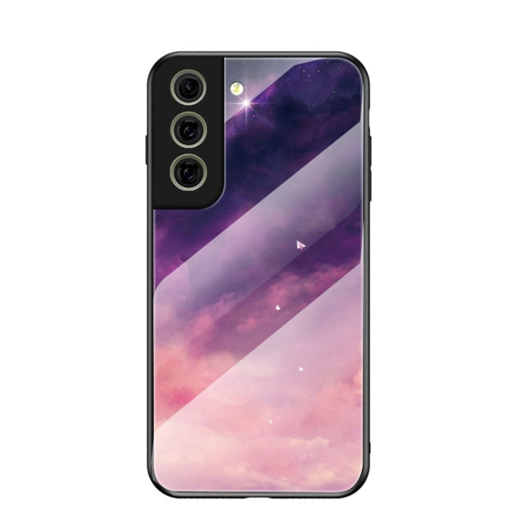 For Samsung Galaxy S21 FE Starry Sky Painted Tempered Glass TPU Shockproof Protective Case