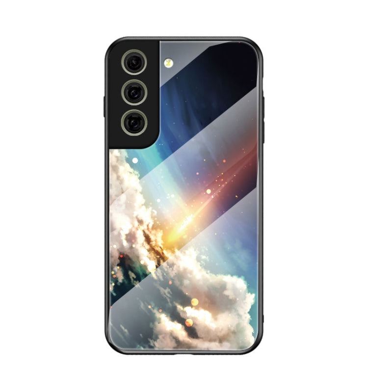 For Samsung Galaxy S21 FE Starry Sky Painted Tempered Glass TPU Shockproof Protective Case