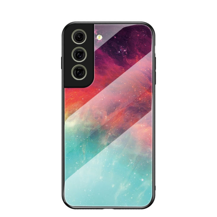 For Samsung Galaxy S21 FE Starry Sky Painted Tempered Glass TPU Shockproof Protective Case